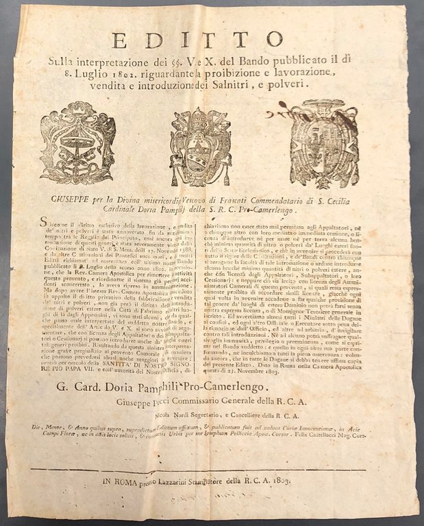 Editto. Sulla interpretazione del bando pubblicato nel 1802 riguardante la … | Immagine Gallery 2