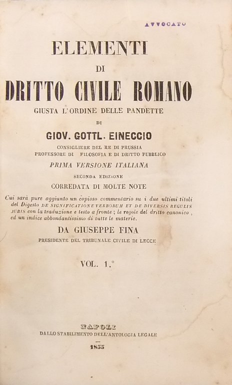 Elementi di dritto civile romano giusta l'ordine delle pandette. Vol. … | Immagine Gallery 2