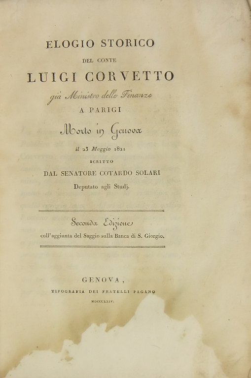 Elogio storico del conte Luigi Corvetto già Ministro delle Finanze … | Immagine Gallery 2
