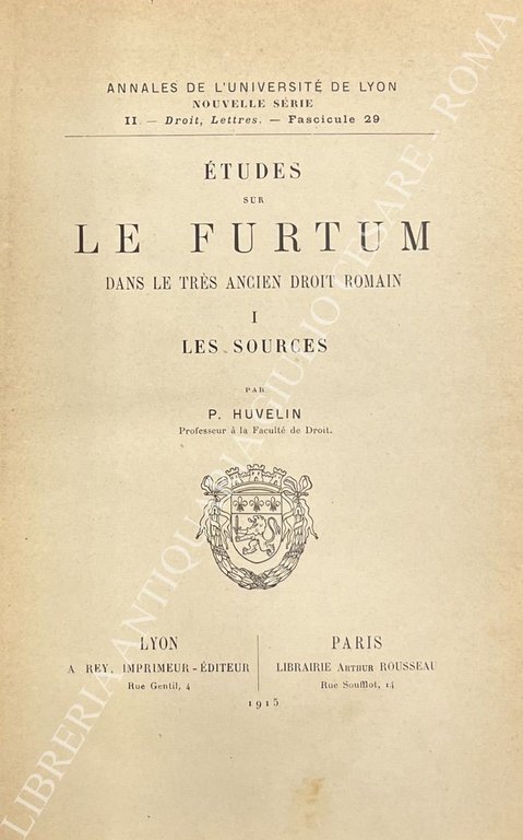 Etudes sur le furtum dans le tres ancien droit romain. … | Immagine Gallery 2