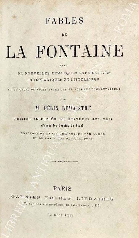 Fables avec de nouvelles remarques explicatives philologiques et litteraires et … | Immagine Gallery 2
