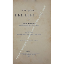 Filosofia del diritto. Vol. I (unico pubblicato) - Introduzione storica. …