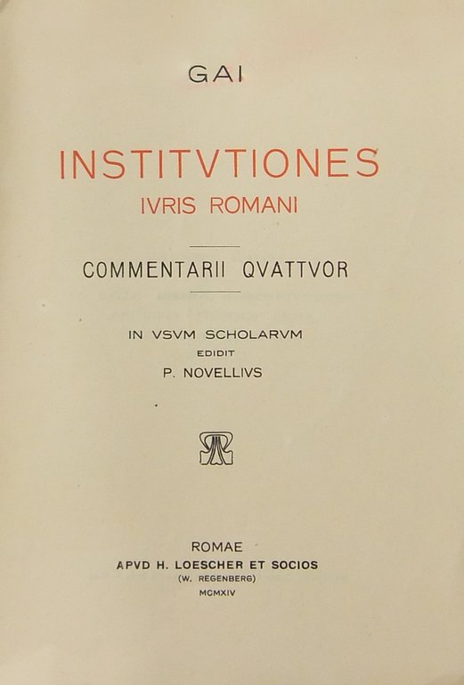 Gai. Institutiones iuris romani. Commentarii quattuor in usum scholarum edidit … | Immagine Gallery 2