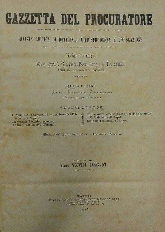 Gazzetta del Procuratore. Rivista critica di dottrina, giurisprudenza e legislazione. … | Immagine Gallery 2