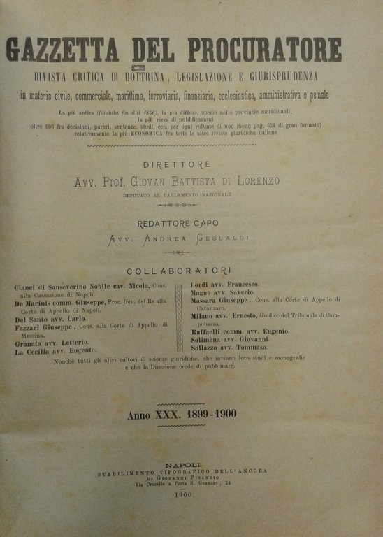 Gazzetta del Procuratore. Rivista critica di dottrina, legislazione e giurisprudenza. … | Immagine Gallery 2