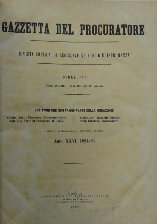 Gazzetta del Procuratore. Rivista critica di legislazione e di giurisprudenza. … | Immagine Gallery 2