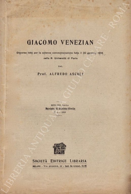 Giacomo Venezian. Discorso letto per la solenne commemorazione fatta il … | Immagine Gallery 2