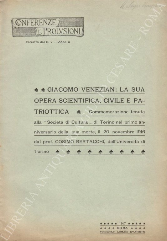 Giacomo Venezian: la sua opera scientifica, civile e patriottica. Commemorazione … | Immagine Gallery 2