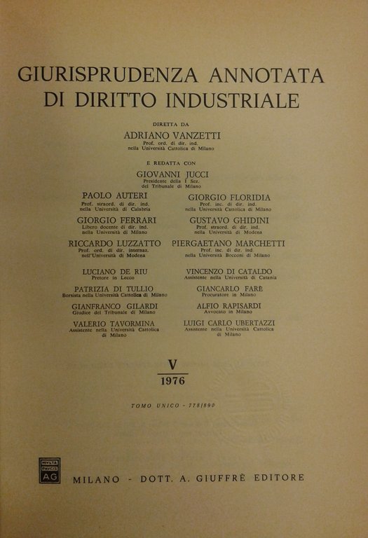 Giurisprudenza annotata di diritto industriale. Diretta da Adriano Vanzetti. Anno … | Immagine Gallery 2