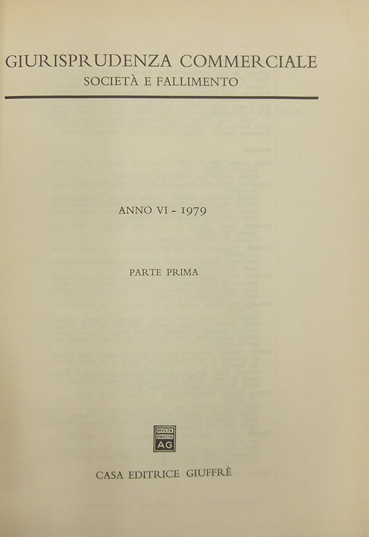Giurisprudenza Commerciale. Società e fallimento. Anno VI - 1979 | Immagine Gallery 2