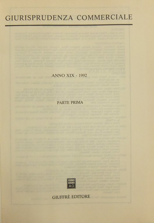 Giurisprudenza Commerciale. Società e fallimento. Anno XIX - 1992 | Immagine Gallery 2