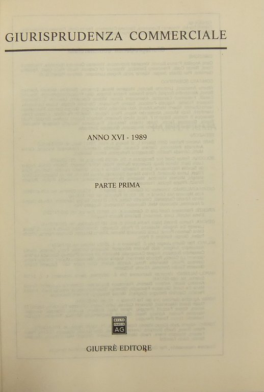 Giurisprudenza Commerciale. Società e fallimento. Anno XVI - 1989 | Immagine Gallery 2