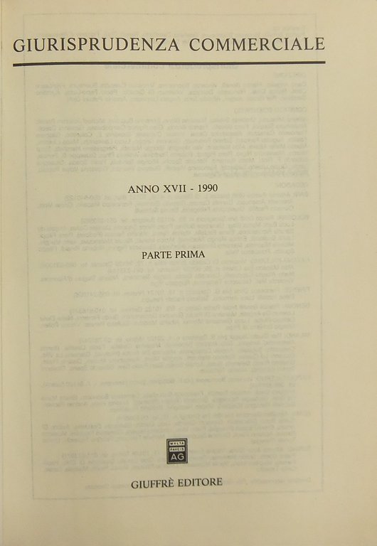Giurisprudenza Commerciale. Società e fallimento. Anno XVII - 1990 | Immagine Gallery 2