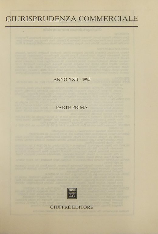 Giurisprudenza Commerciale. Società e fallimento. Anno XXII - 1995 | Immagine Gallery 2