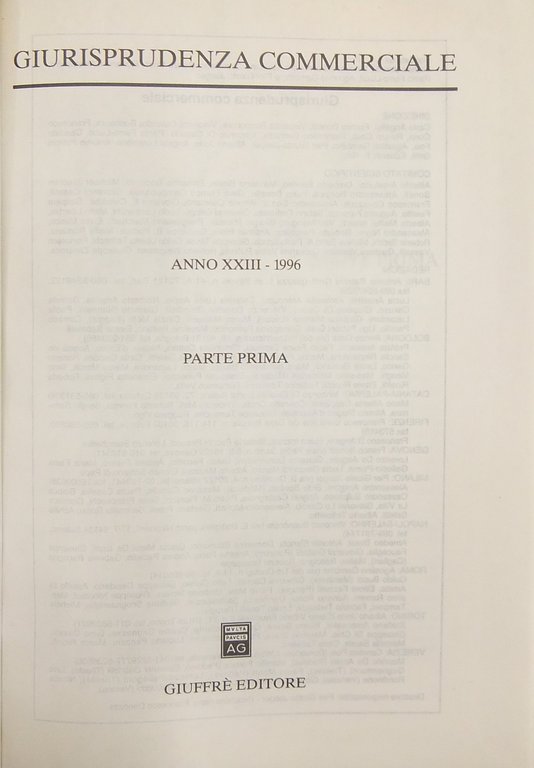 Giurisprudenza Commerciale. Società e fallimento. Anno XXIII - 1996 | Immagine Gallery 2