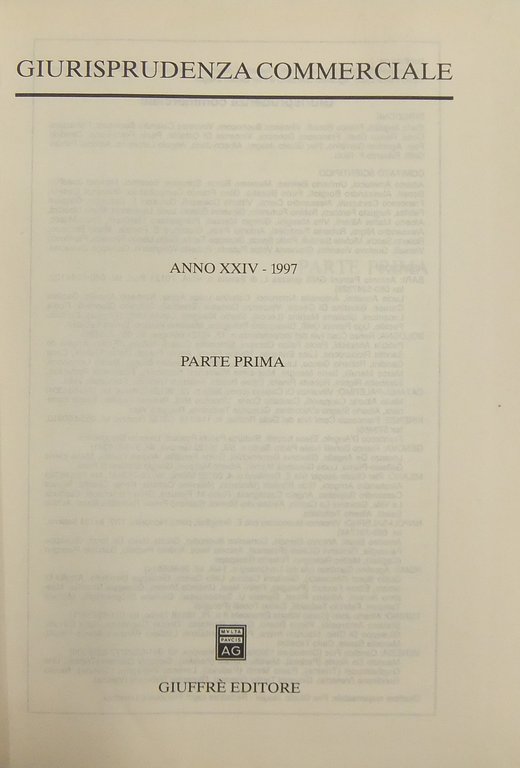 Giurisprudenza Commerciale. Società e fallimento. Anno XXIV - 1997 | Immagine Gallery 2