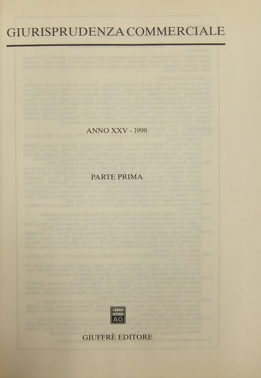 Giurisprudenza Commerciale. Società e fallimento. Anno XXV - 1998 | Immagine Gallery 2