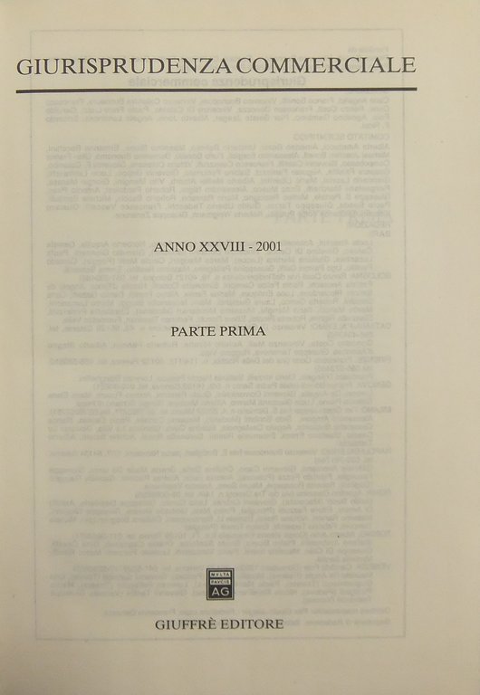 Giurisprudenza Commerciale. Società e fallimento. Anno XXVIII - 2001 | Immagine Gallery 2