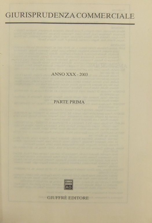 Giurisprudenza Commerciale. Società e fallimento. Anno XXX - 2003 | Immagine Gallery 2