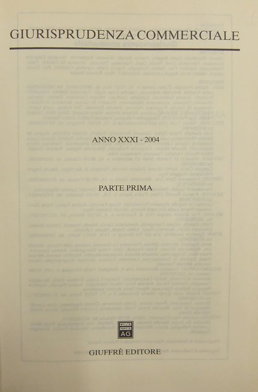 Giurisprudenza Commerciale. Società e fallimento. Anno XXXI - 2004 | Immagine Gallery 2