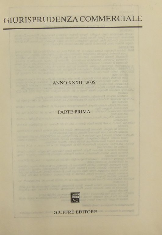 Giurisprudenza Commerciale. Società e fallimento. Anno XXXII - 2005 | Immagine Gallery 2