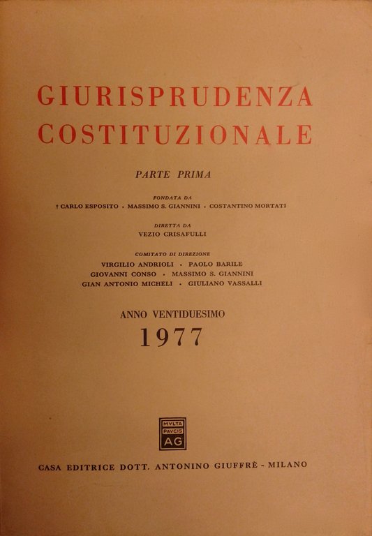 Giurisprudenza Costituzionale. Fondata da Carlo Esposito, Massimo Severo Giannini, Costantino … | Immagine Gallery 2