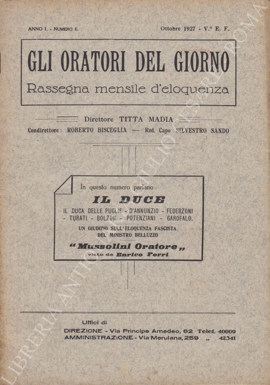 Gli oratori del giorno. Rassegna mensile d'eloquenza. Anno I, Numero … | Immagine Gallery 2