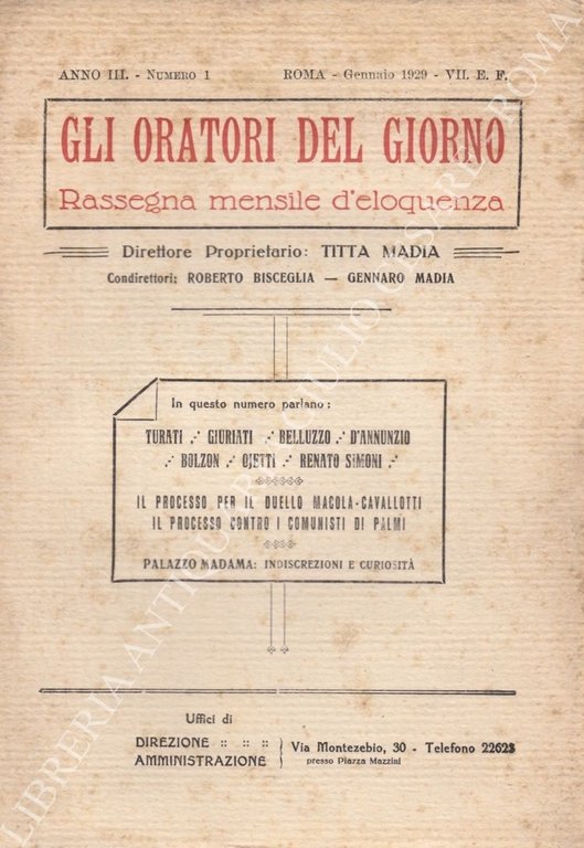 Gli oratori del giorno. Rassegna mensile d'eloquenza. Anno III, Numero … | Immagine Gallery 2