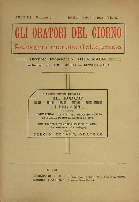 Gli oratori del giorno. Rassegna mensile d'eloquenza. Anno III, Numero … | Immagine Gallery 2