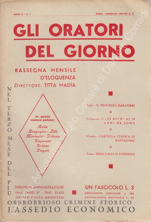 Gli oratori del giorno. Rassegna mensile d'eloquenza. Anno X - … | Immagine Gallery 2