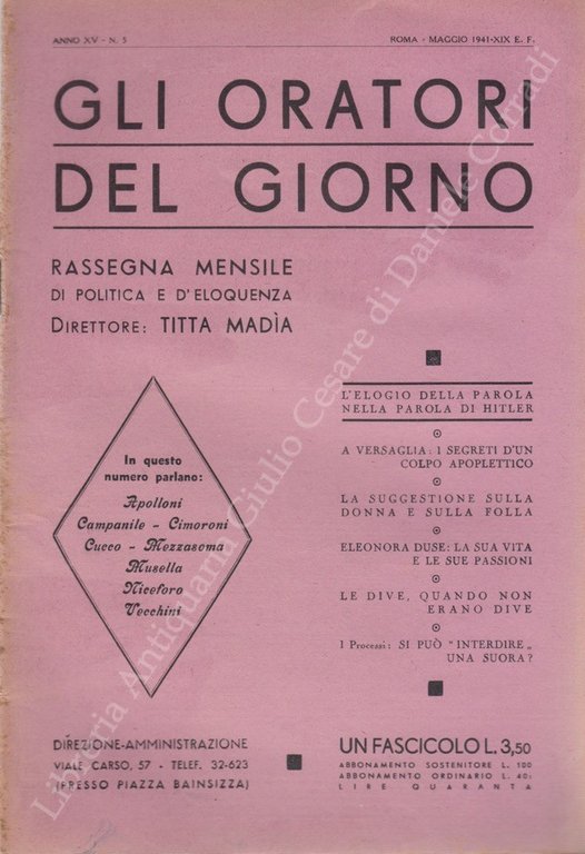 Gli oratori del giorno. Rassegna mensile d'eloquenza. Anno XV - … | Immagine Gallery 2