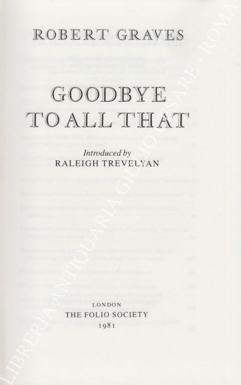 Goodbye to all that. Introduced by Raleigh Trevelyan | Immagine Gallery 2