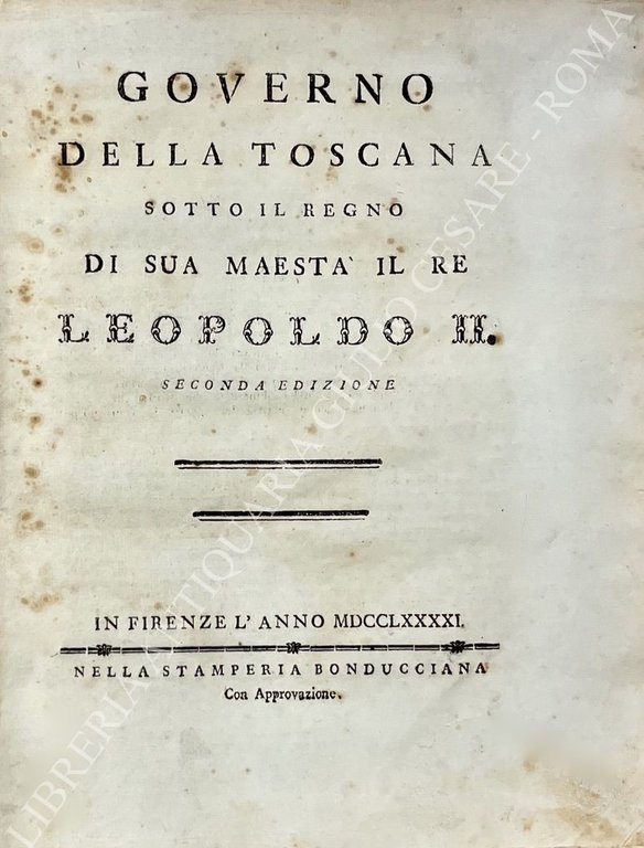 Governo della toscana sotto il Regno di sua Maestà il … | Immagine Gallery 2