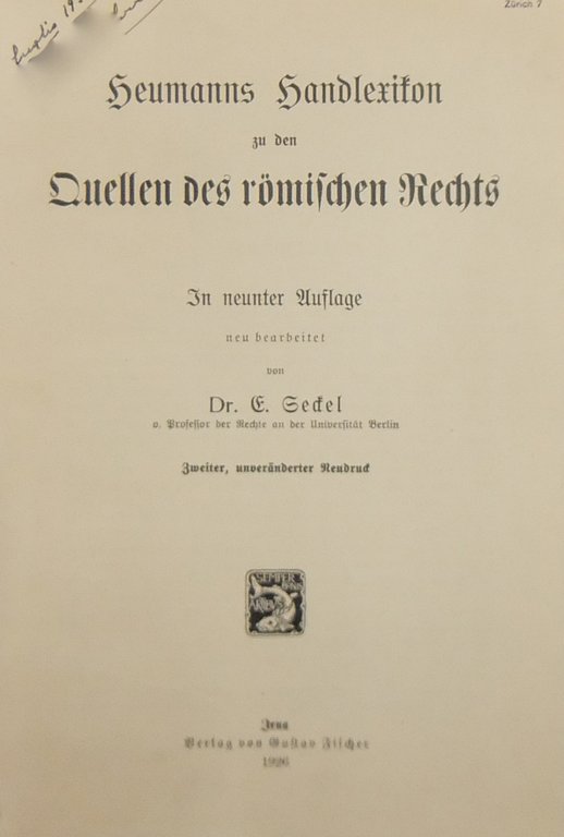 Heumanns Handlexikon zu den quellen des romischen Rechts | Immagine Gallery 2