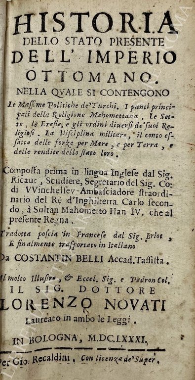 Historia dello stato presente dell'imperio ottomano. Nella quale si contengono … | Immagine Gallery 2