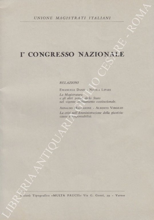 I° congresso nazionale. Relazioni: Emanuele Danzi - Nicola Lipari - … | Immagine Gallery 2
