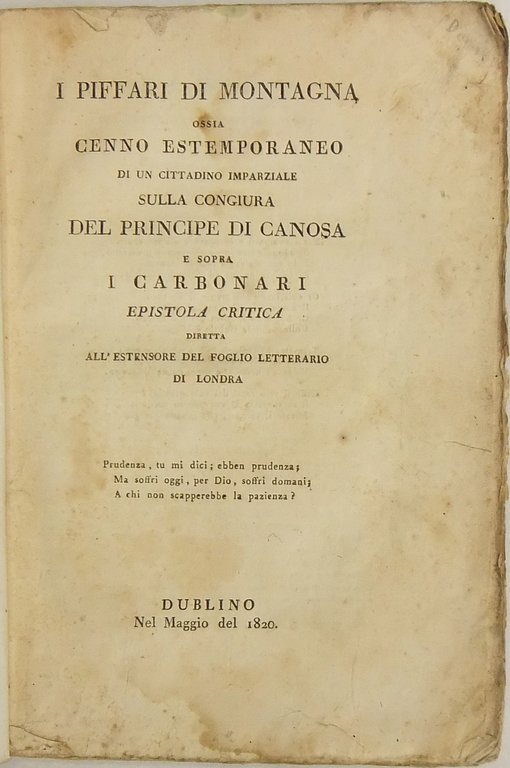 I piffari di montagna ossia cenno estemporaneo di un cittadino … | Immagine Gallery 2