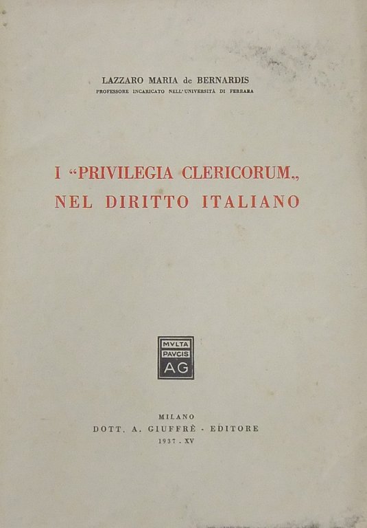 I Privilegia clericorum nel diritto italiano | Immagine Gallery 2