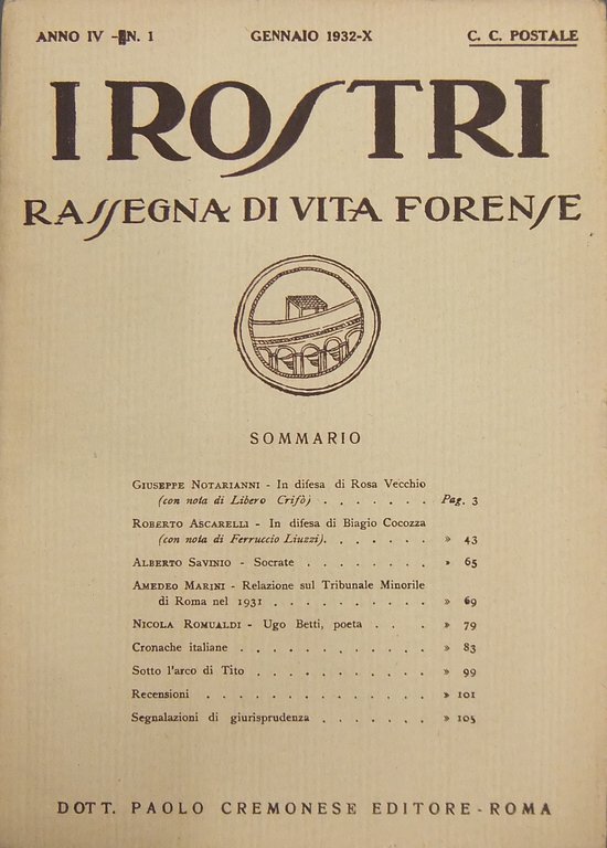 I Rostri. Rassegna di vita forense. Anno IV - N. … | Immagine Gallery 2