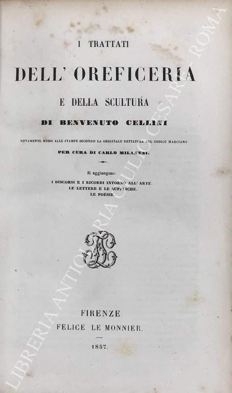 I trattati dell'oreficeria e della scultura di Benvenuto Cellini. Novamente … | Immagine Gallery 2