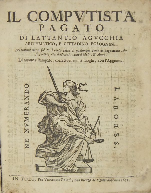 Il computista pagato di Lattantio Agucchia arithmetico, e cittadino bolognese. … | Immagine Gallery 2