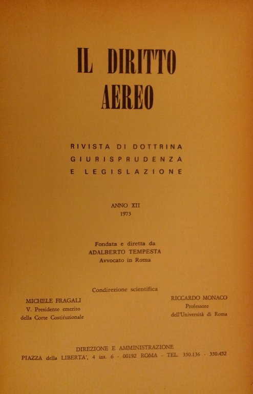Il diritto aereo. Rivista trimestrale di dottrina giurisprudenza e legislazione. … | Immagine Gallery 2