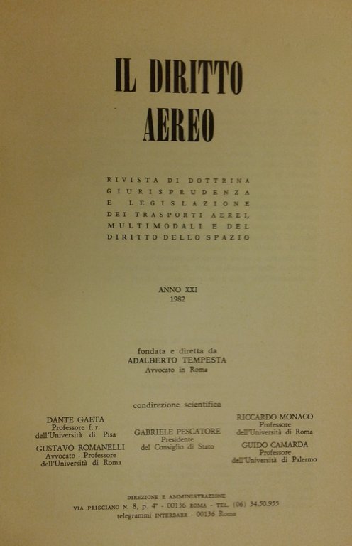 Il diritto aereo. Rivista trimestrale di dottrina giurisprudenza e legislazione … | Immagine Gallery 2