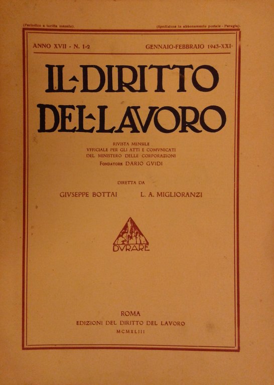 Il Diritto del lavoro. Volume XVII - 1943 | Immagine Gallery 2