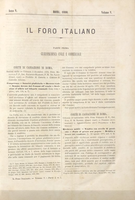 Il Foro Italiano. Fondato nell'anno 1876 da Enrico Scialoja. Anno … | Immagine Gallery 2