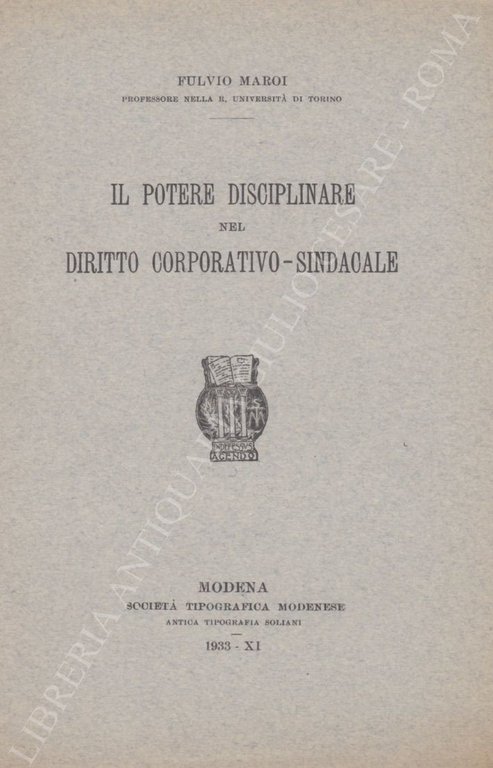 Il potere disciplinare nel diritto corporativo - sindacale | Immagine Gallery 2