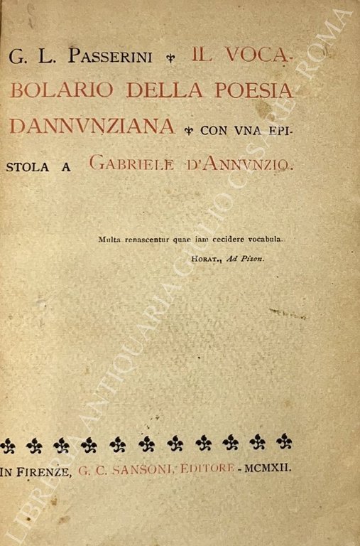 Il vocabolario della poesia dannunziana. Con una epistola a Gabriele … | Immagine Gallery 2