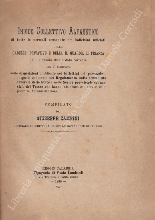 Indice Collettivo Alfabetico di tutte le normali contenute nei bollettini … | Immagine Gallery 2
