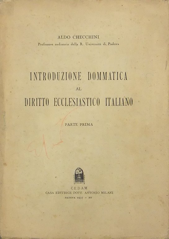 Introduzione dommatica al diritto ecclesiastico italiano. Parte prima (unico pubblicato) | Immagine Gallery 2