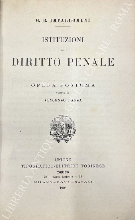 Istituzioni di diritto penale. Opera postuma curata da Vincenzo Lanza | Immagine Gallery 2